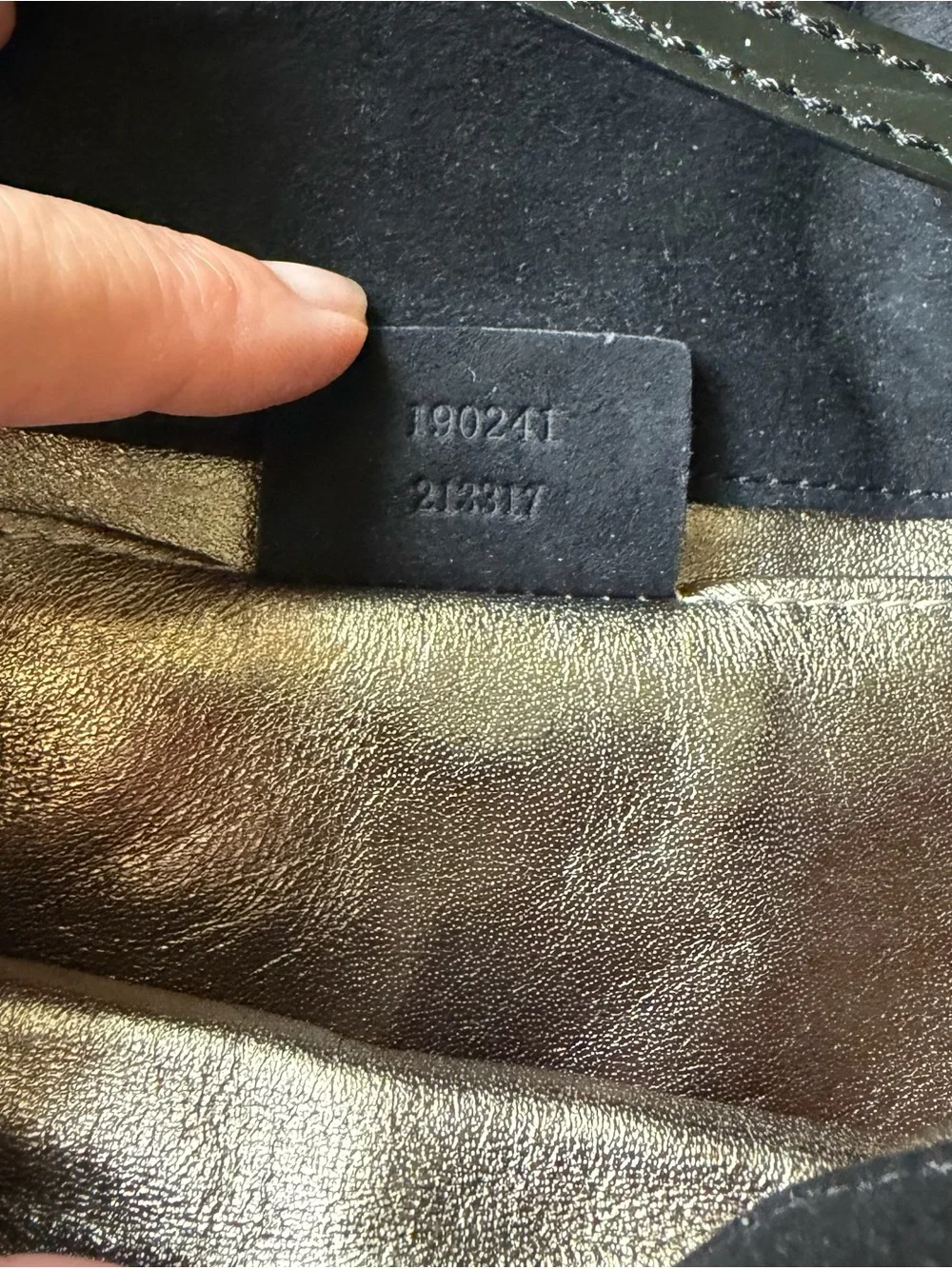 Vintage Gucci Black Patent Leather Clutch with Gold Crest